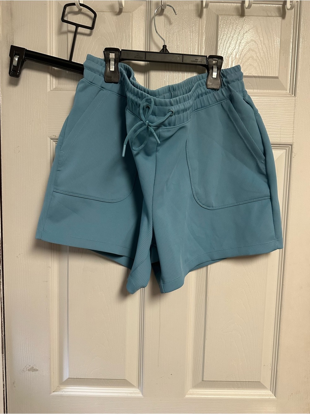 Mondetta Light Blue Ribbed Drawstring Athletic Shorts